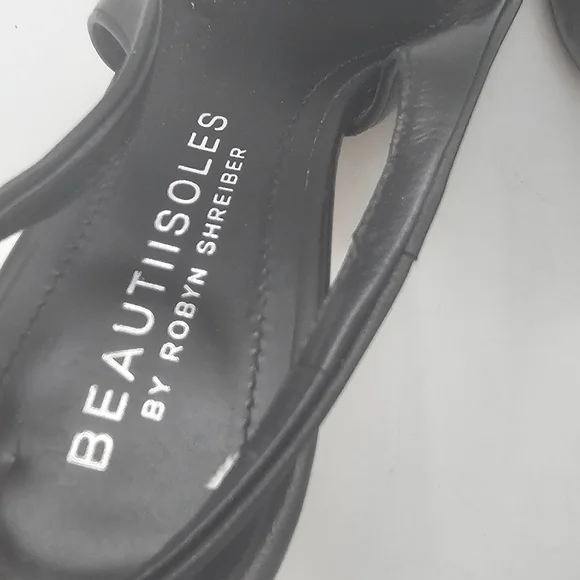 Beautiisoles Flynn Perforated Slingback Heels Women's 10 Black - Picture 7 of 11